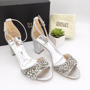 Badgley Mischka Hines Block Heel Silver Metallic